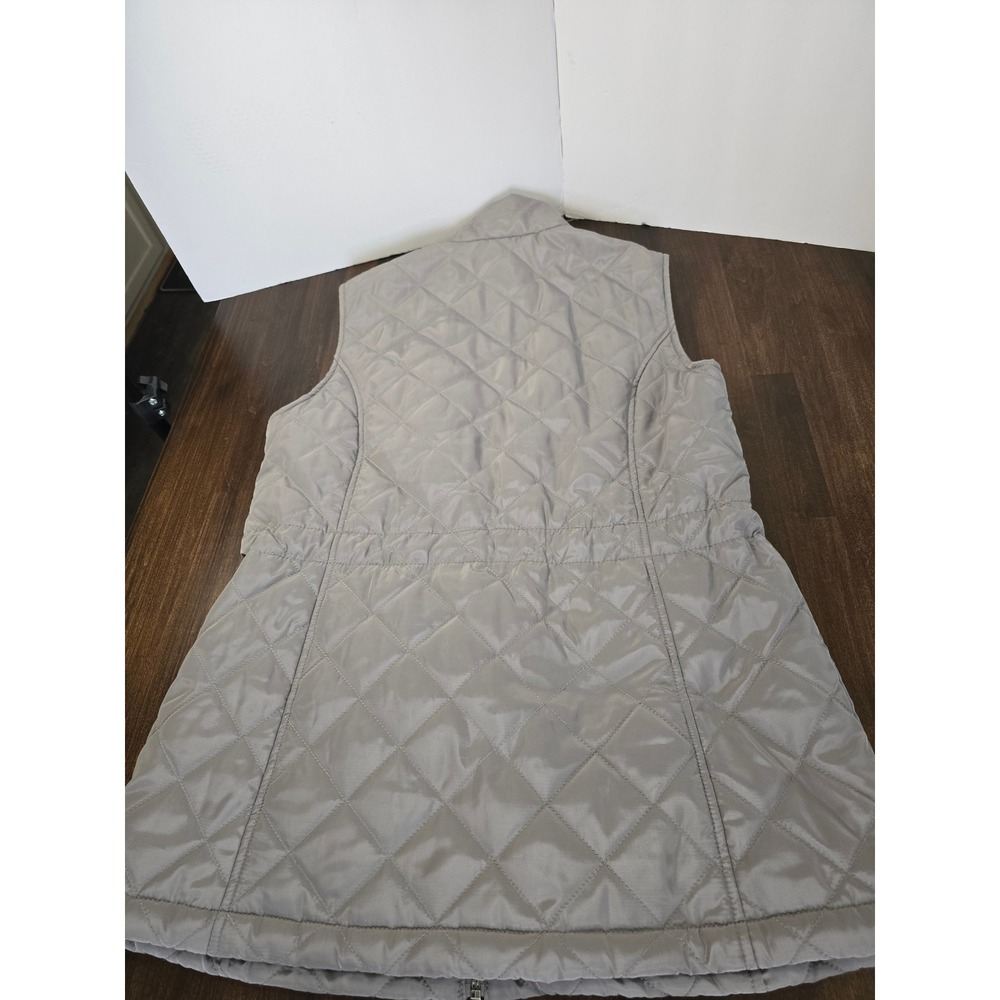 Country Door Women Gray Quilted Vest Cinched Drawstring Waist Full Zip Size L - Picture 7 of 7